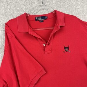 Vintage Polo Ralph Lauren XL Men's Adult Polo Shirt golf club embroidered Red